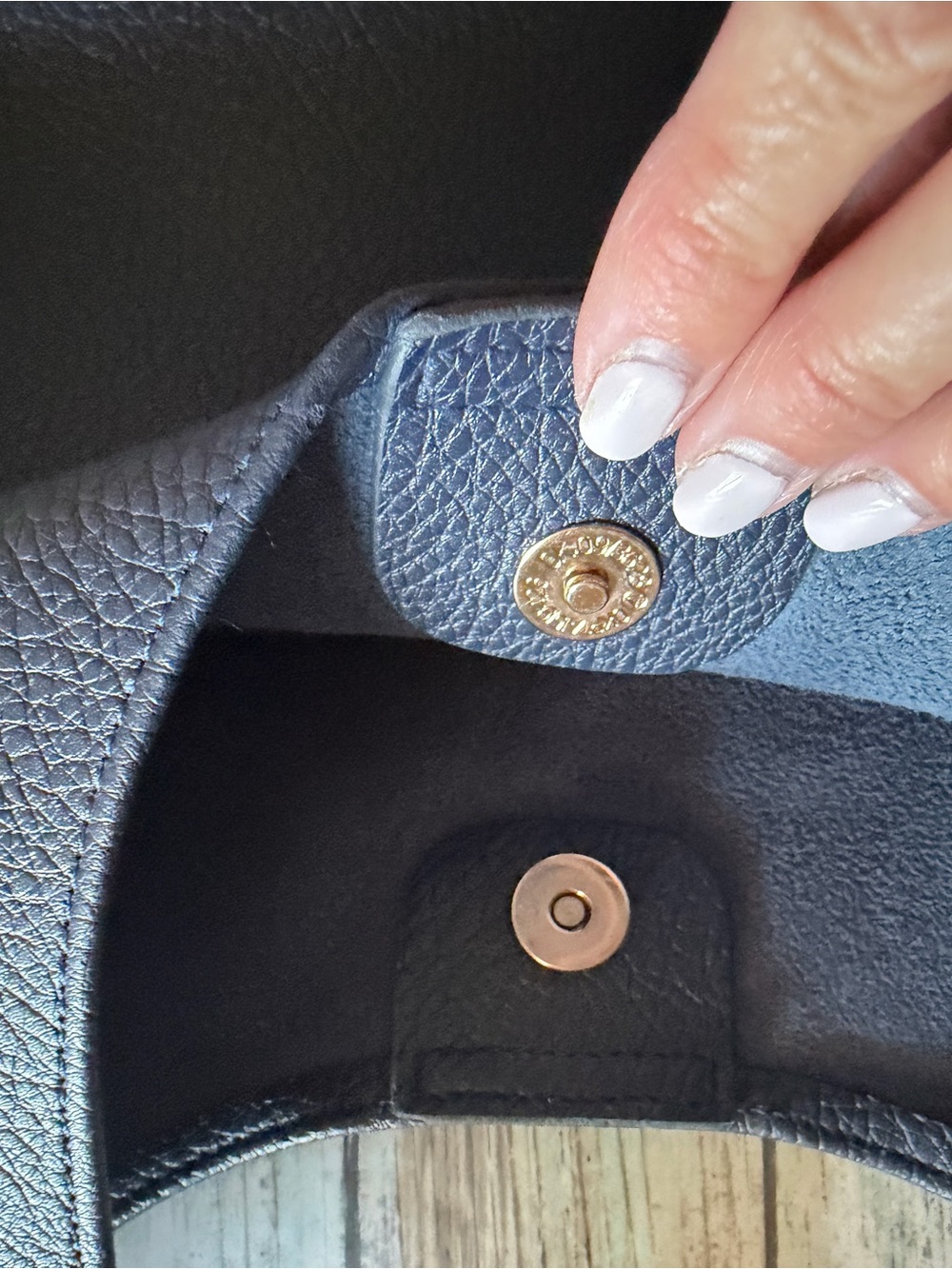 Hoxis Navy Pebbled Leather Hobo Bag - Women - Picture 9 of 11